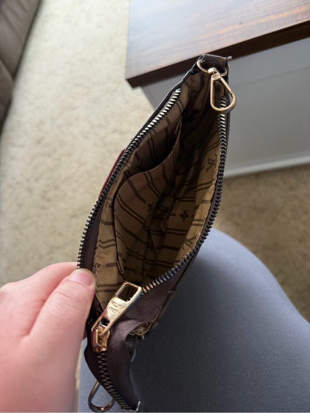 Louis Vuitton Monogram Mini Pochette in Brown and Gold - Picture 4 of 5